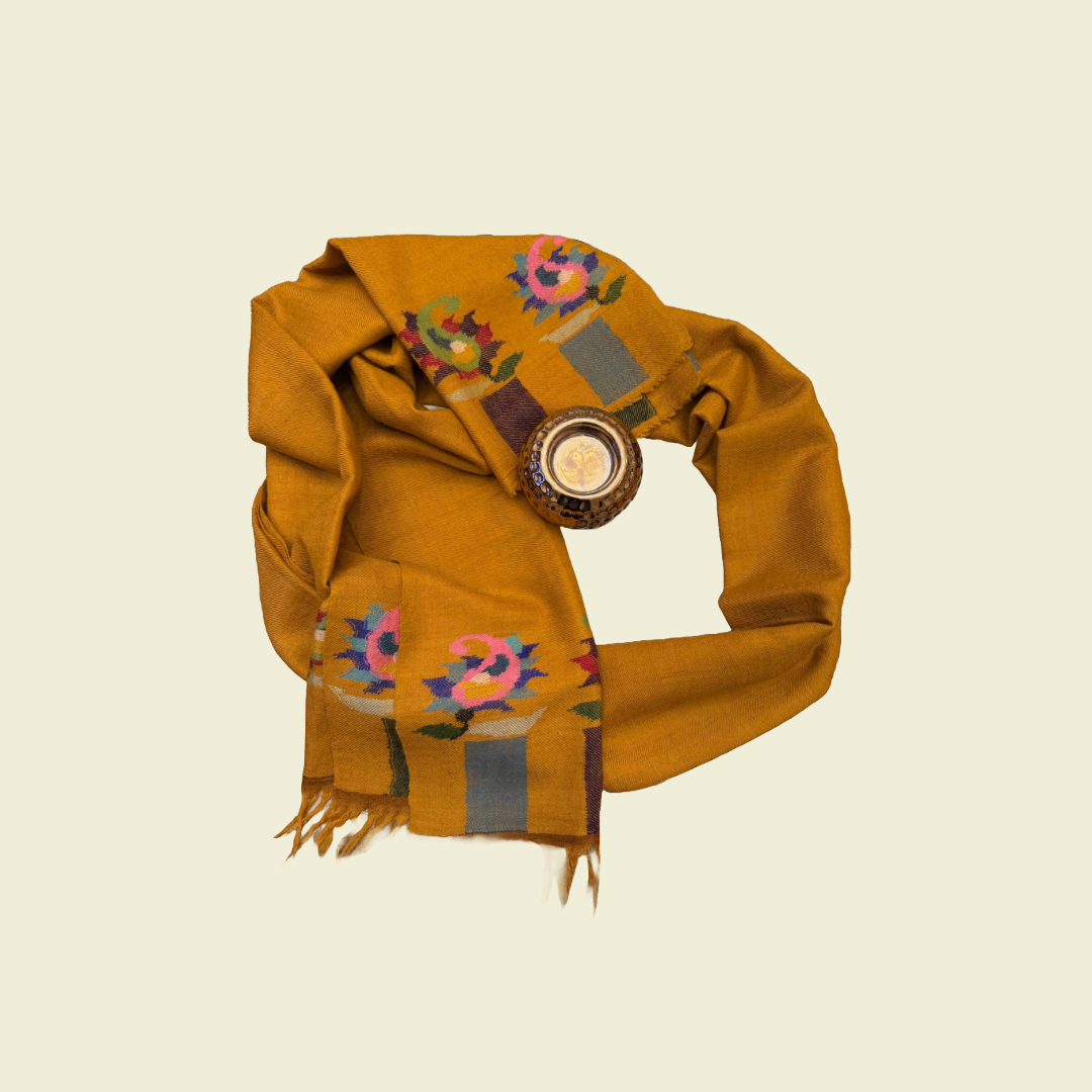 Kani Yellow Pure Handwoven Pashmina Stole