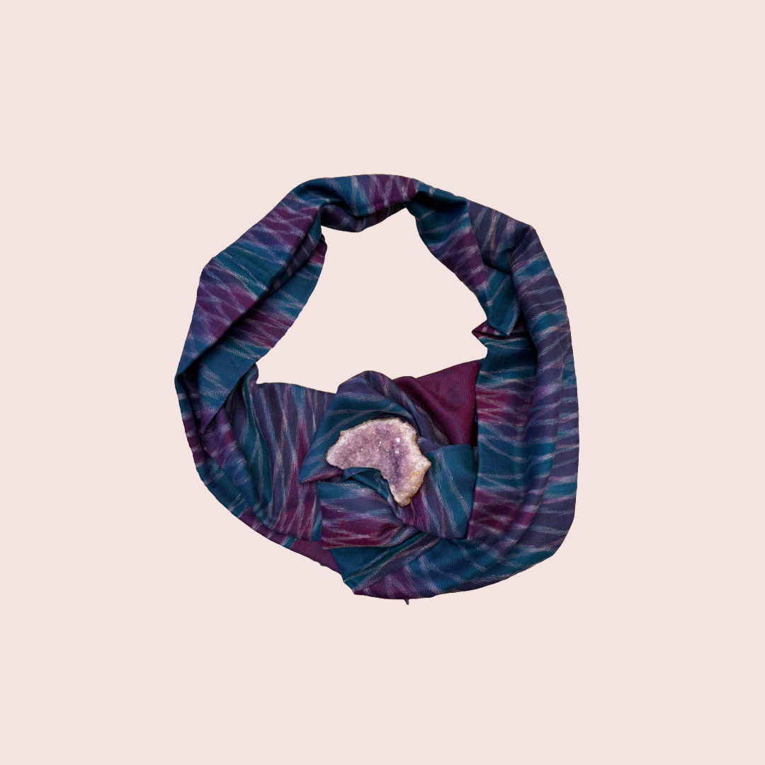 Blue-Purple Ikat Pure Handwoven Pashmina Stole