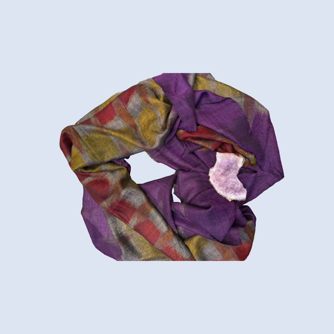 Purple Mustard Pure Handwoven Ikat Pashmina Stole
