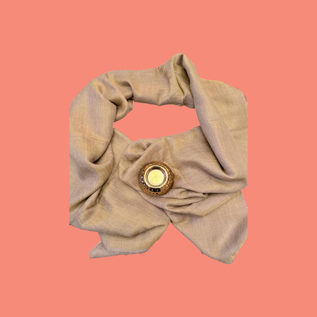 Gold Beige reversible Pure Handwoven Pashmina Stole