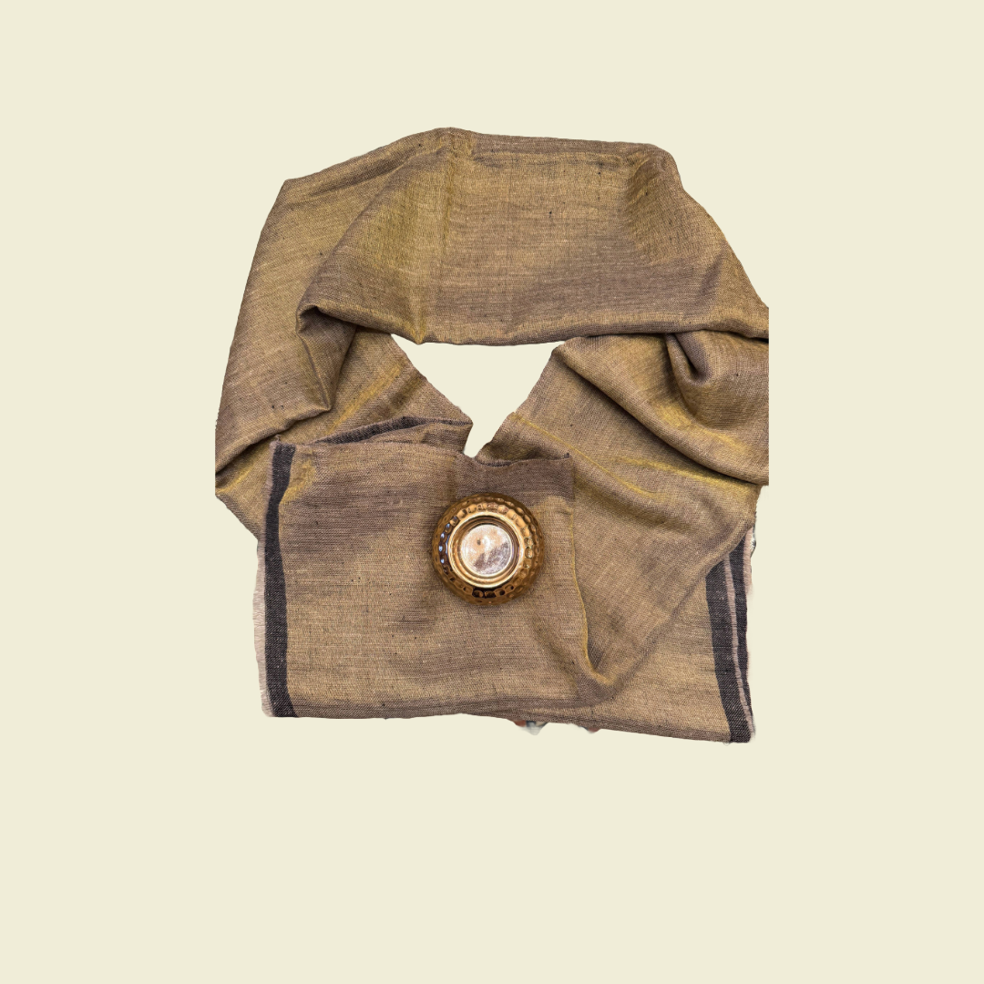 Gold Black reversible Pure Handwoven Pashmina Stole