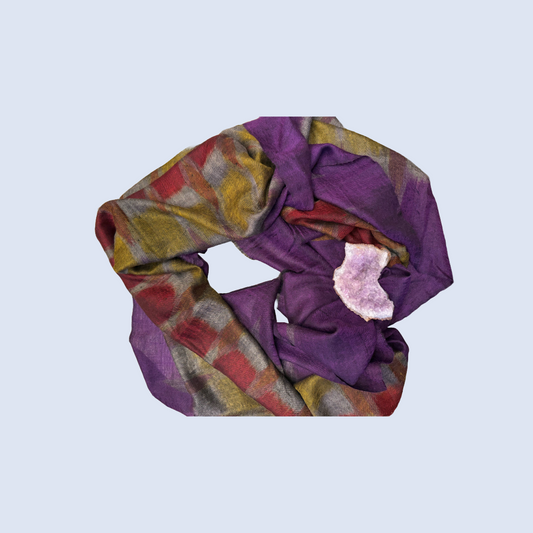 Purple Mustard Pure Handwoven  Ikat Pashmina Stole