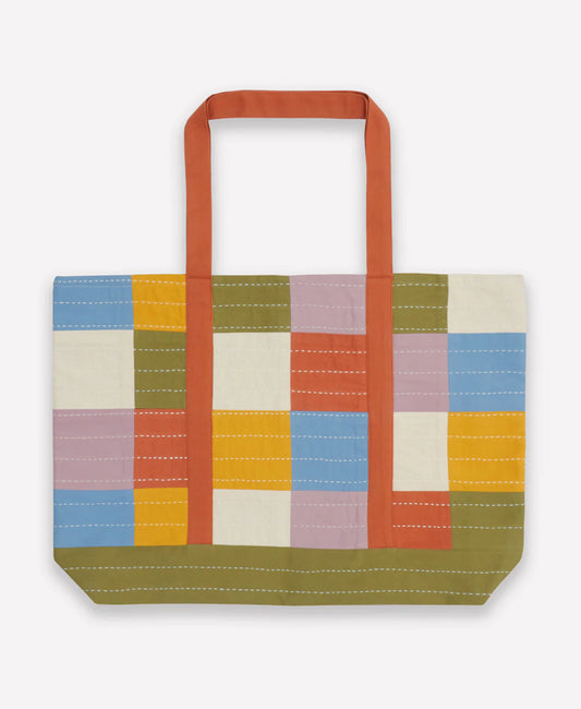 Checkered Canvas Tote Bag