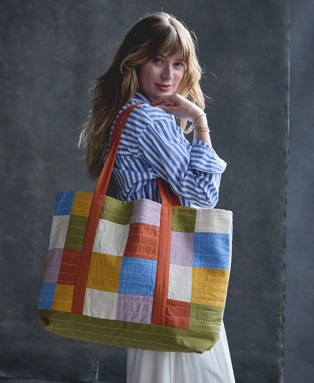 Checkered Canvas Tote Bag